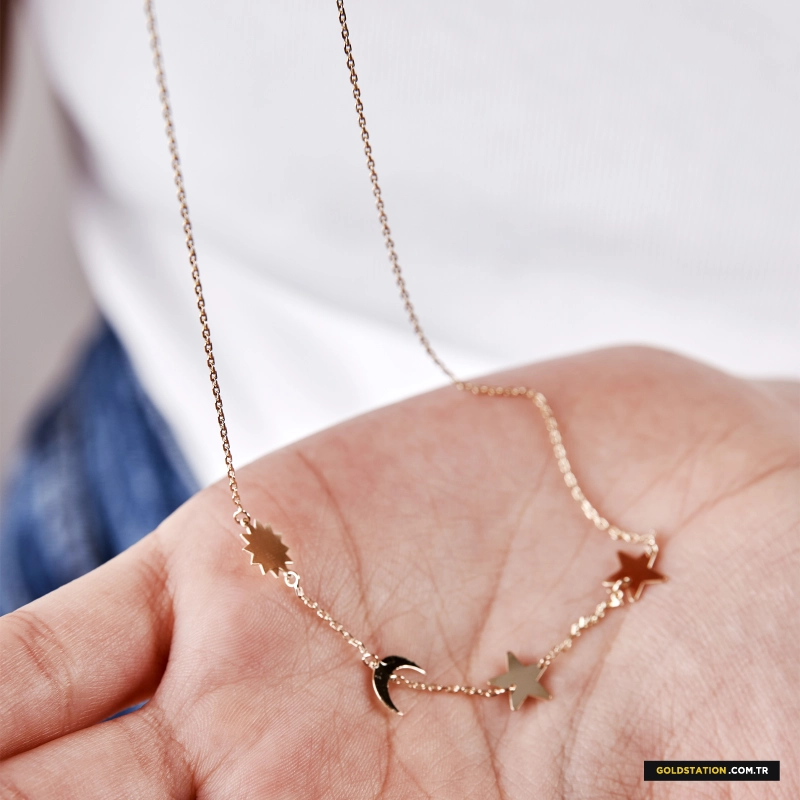 Ay Yıldız Güneş Kadın Kolye