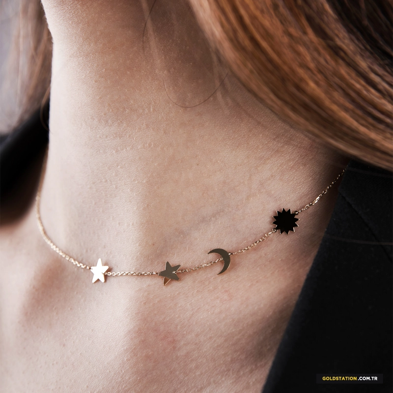 Ay Yıldız Güneş Kadın Kolye