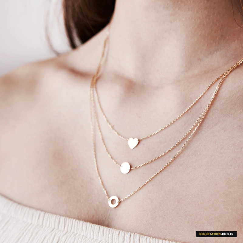 Halka Pul Kalp Kadın Kolye