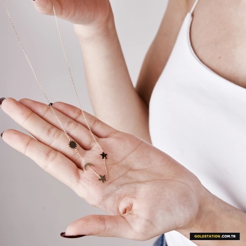 Ay Yıldız Güneş Kadın Kolye